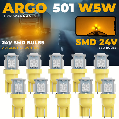 24v 501 led amber - amber, side