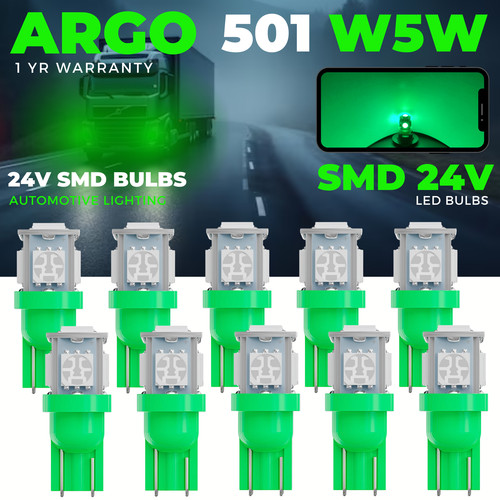 24v 501 led green - green, side